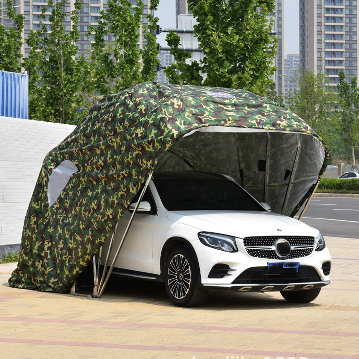 Cochera resistente 6 x 2,7 x 2,5 m - Acero inoxidable - Estructura plegable telescópica - Garaje portátil exterior para automóvil