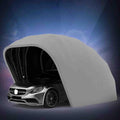 Cochera plegable móvil de 18 pies - Estructura de acero inoxidable plateado - Refugio impermeable con protección solar - Diseño semiautomático con cerradura para coche
