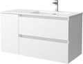 Mueble de baño con lavabo 90 x 45 x 56 cm - Acabado blanco mate - Una puerta izquierda y lavabo cerámico - Diseño moderno para baño