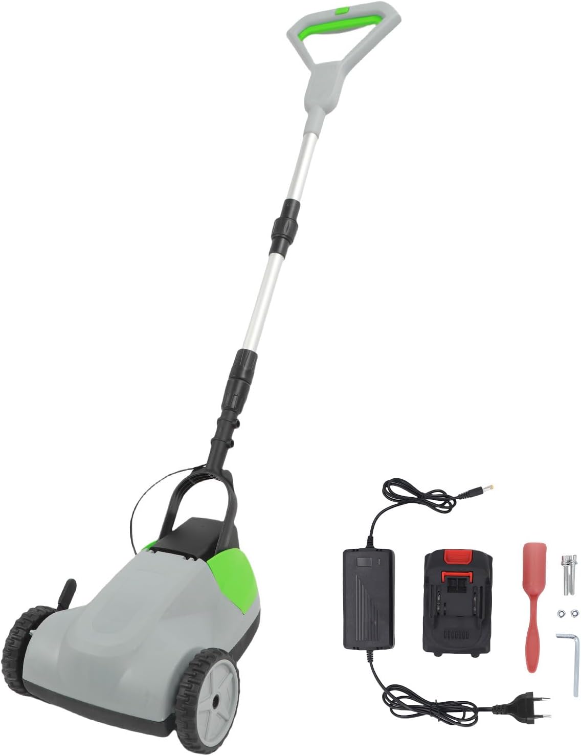 Cortacésped inalámbrico eléctrico 6500 rpm - Alturas de corte ajustables - Mango telescópico de aluminio - Compacto 59 x 37 x 24 cm para patio y jardín