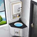 Tocador de baño esquinero con lavabo - Aleación de aluminio y cerámica - Armario con espejo LED antivaho - Diseño compacto para hogar cocina y patio