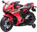 Moto eléctrica infantil roja - batería 12 V velocidad 4 km h - luces sonido claxon desde 3 años hasta 30 kg