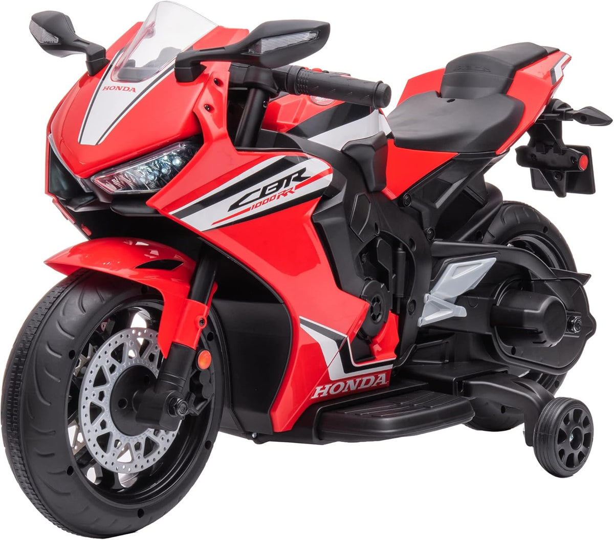 Moto eléctrica infantil roja - batería 12 V velocidad 4 km h - luces sonido claxon desde 3 años hasta 30 kg