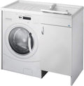 Mueble protector para lavadora 109 cm - Polipropileno blanco impermeable - Medidas 109 x 60 x 92 cm - Estructura de suelo para almacenamiento y organización de baño
