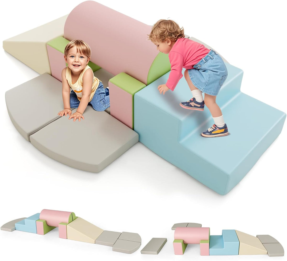 Bloques espuma infantiles 10 piezas Molandi - cuero sintético y espuma suave - trepar juego interior 1 a 3 años