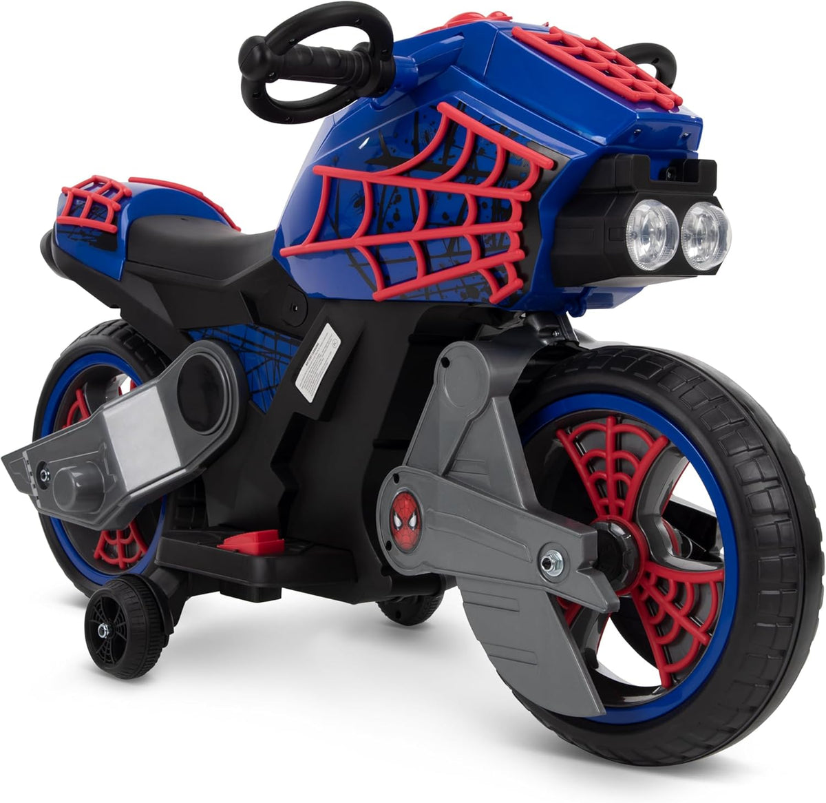 Huffy Spiderman motocicleta electrica 6V infantil 3 a 7 anos vehiculo paseo plastico Marvel Disney Spidey sin montaje rojo azul