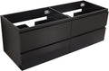 Mueble bajo lavabo 120 cm - Panel de partículas de melamina negro carbón - Cajones y montaje en pared - Diseño contemporáneo de panel liso