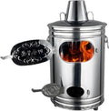 Incinerador con conducto de humos 44 x 44 x 66 cm - Acero inoxidable 410 - Filtro y ventilación con puerta lateral - Tubo de aluminio de 2 m para residuos