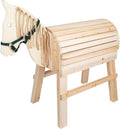 Caballo de madera infantil exterior - con ayuda para montar cabestro y almacén - juego motor desde 3 años