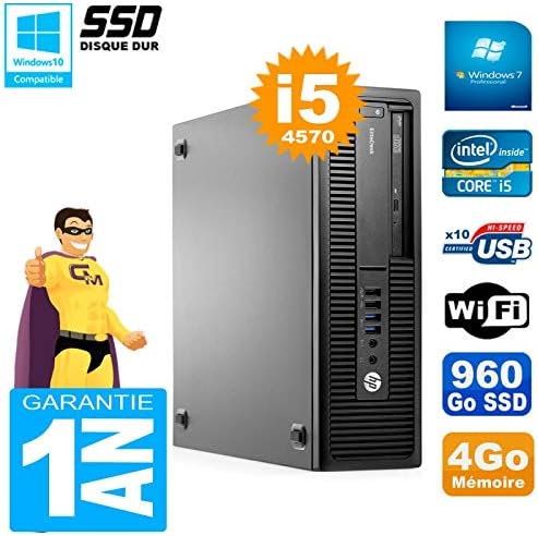 HP EliteDesk 800 G1 SFF Core i5 4570 4GB RAM 960GB SSD DVD WiFi Windows 7 PC Sobremesa Reacondicionado Oficina Hogar Rendimiento Estable - HP EliteDesk 800 G1 i5 SSD 960GB DVD WiFi - Ordenador de Sobremesa para Oficina y Uso Diario