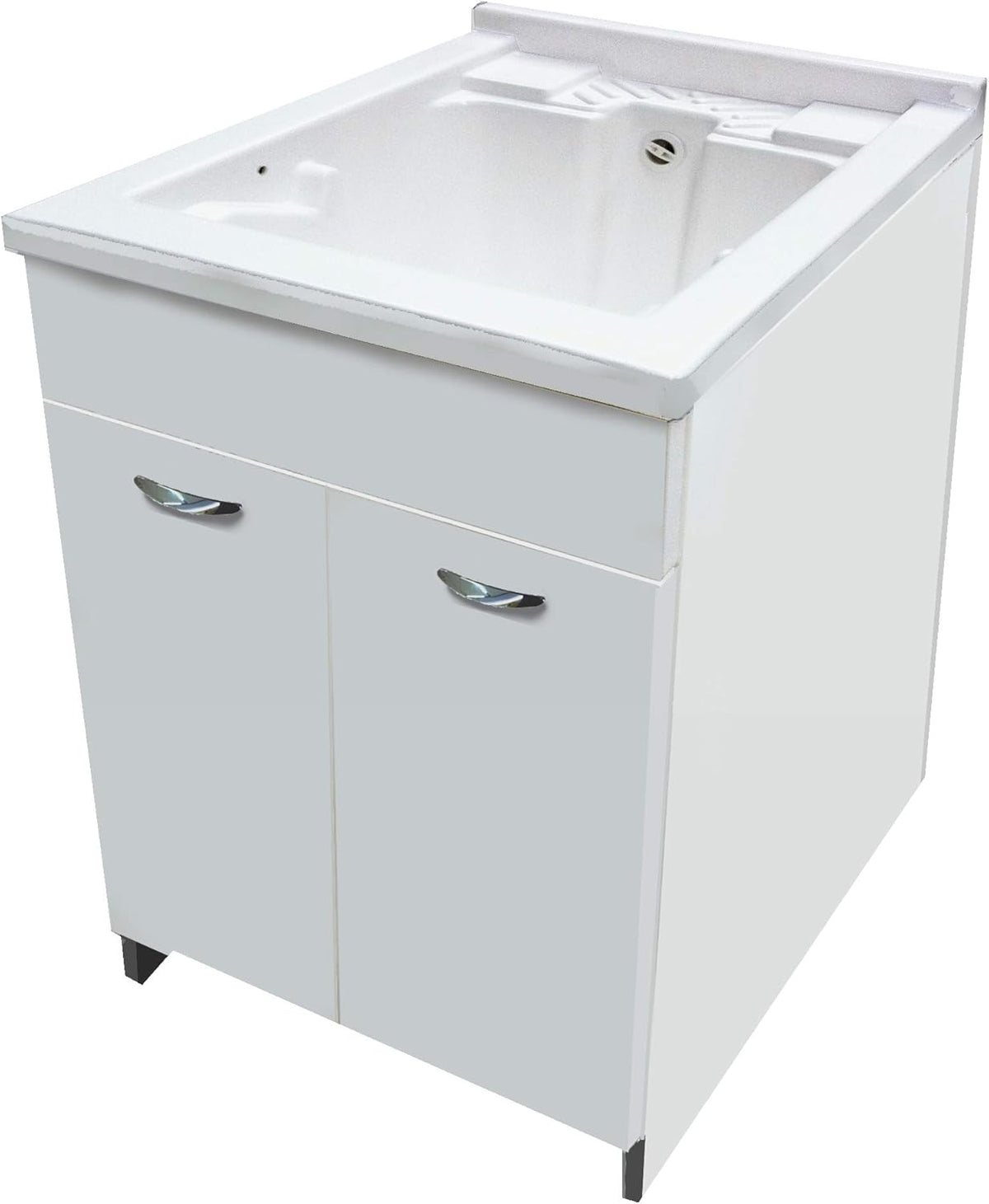 Mabel srl mueble lavadero 60 x 50 x 82 cm - Polipropileno blanco con bañera y tabla - Armario de suelo con tapa - Para lavado y organización de ropa