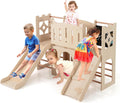 Parque infantil madera 8 en 1 - castillo Montessori con tobogán y túnel - interior desde 3 años