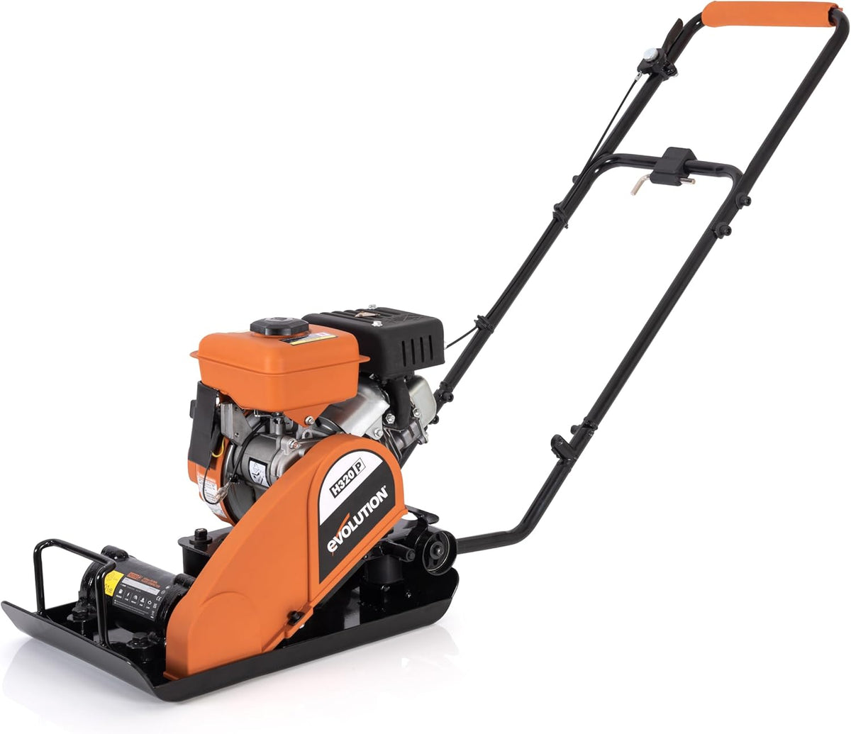 Evolution H320 P Hulk Compactador de gasolina - Motor de 80 cc con depósito de 1,5 l - Placa robusta para grava arena tierra y asfalto - Asa plegable y avance de 8 m min