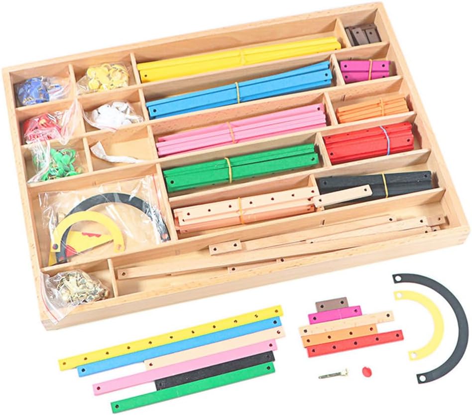 Material Didáctico Montessori de Varillas Geométricas de Madera para Aprendizaje Matemático Infantil