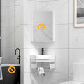 Lavabo triangular de cerámica 15 x 15 pulgadas - Instalación suspendida en esquina - Recipiente de almacenamiento integrado - Diseño blanco para baño y aseo pequeño
