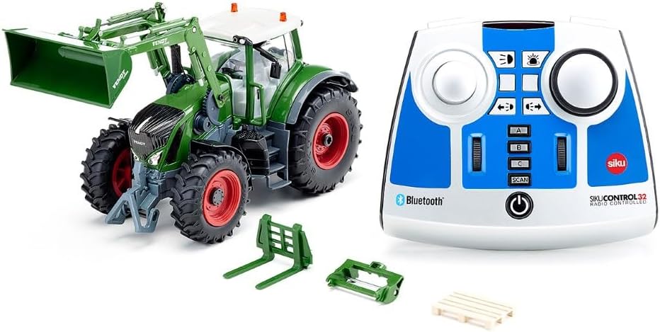 SIKU 6796 tractor Fendt 933 Vario con cargador frontal escala 1 32 control remoto bluetooth app agricultura juguete metal plastico verde bateria