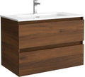 Salgar Bequia mueble de baño 80 cm - Acabado nogal con lavabo cerámico - Mueble moderno de 36,94 kg - Conjunto compacto para zona de lavabo y almacenamiento