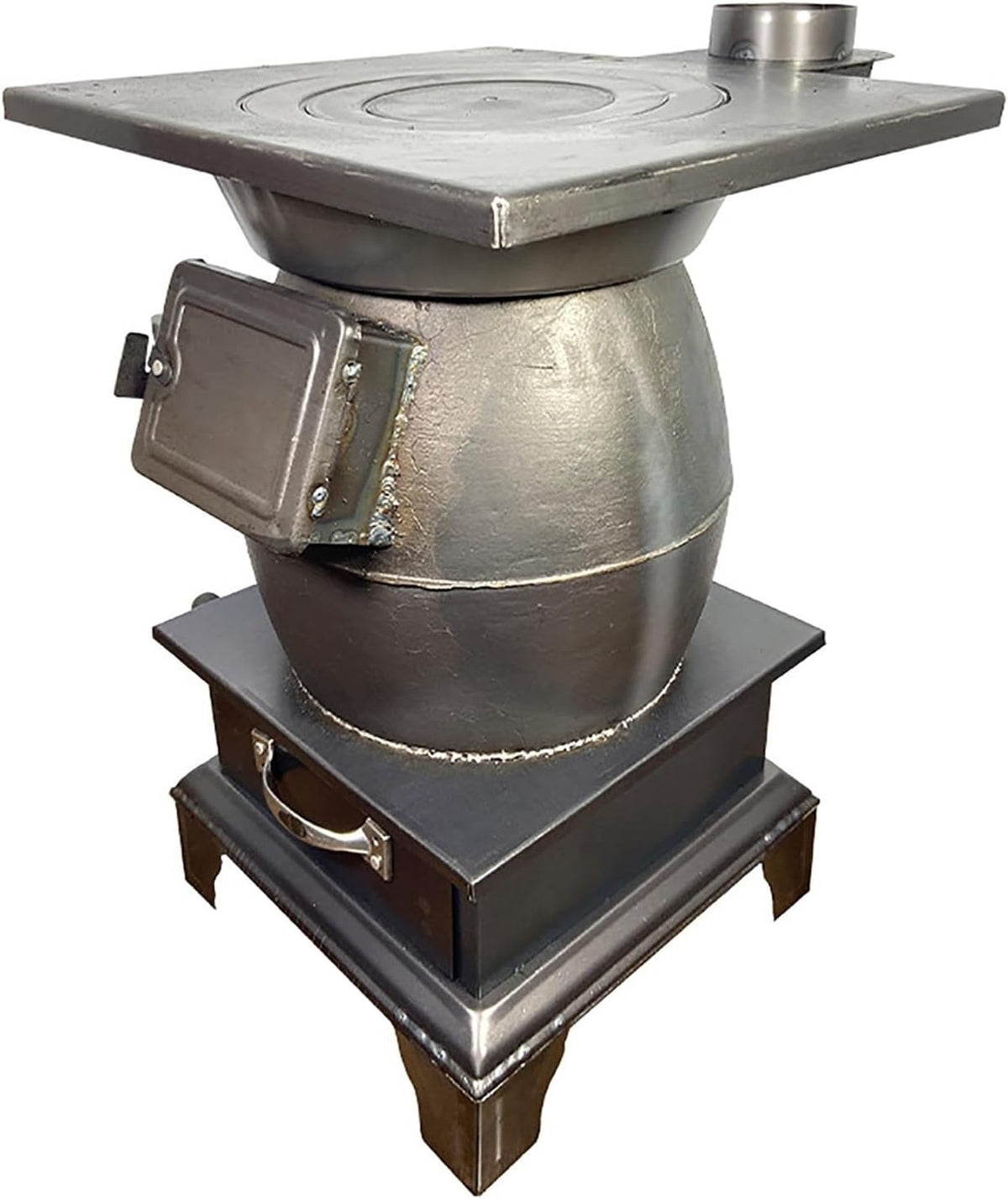 Estufa de leña portátil de hierro fundido - Calefacción y cocina con combustión secundaria - Peso de 11 kg y cenicero extraíble - Para camping y espacios preparados