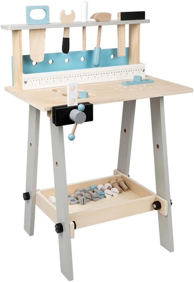 Banco de Trabajo Montessori de Madera para Niños con Herramientas Educativas y Accesorios de Aprendizaje Creativo