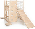 Parque infantil madera Montessori - interior plegable con escalera y tobogán - 6 meses a 7 años