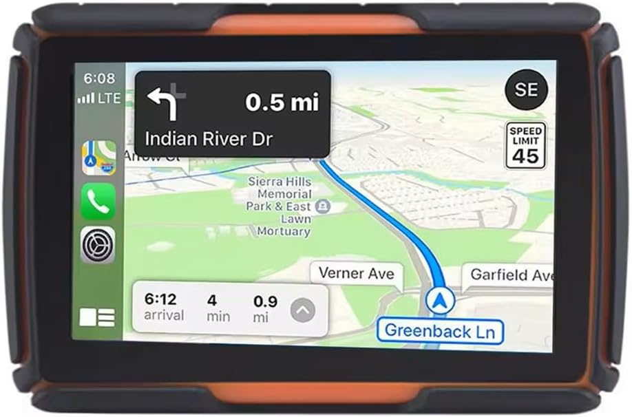 Navegador GPS Moto 4.3 Pulgadas Pantalla Tactil IPX7 Resistente Agua Multilenguaje Bluetooth Soporte Ajustable Condiciones Climaticas Extremas Moto Display - GPS Moto Compacto Profesional - Sistema de Navegacion Todo Terreno para Motocicleta