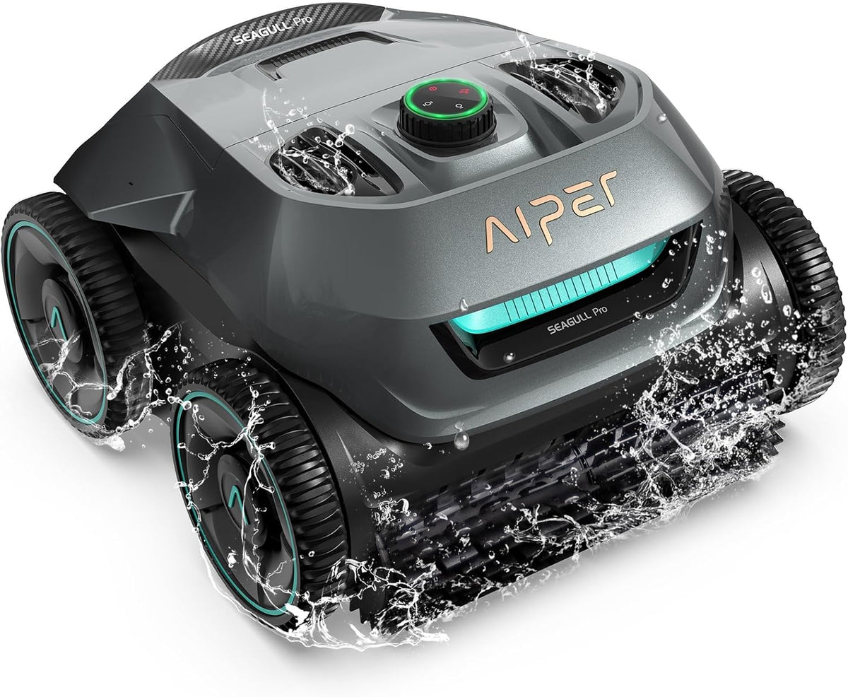 AIPER Seagull Pro ZT6002-ES-V1 robot limpiafondos - Para piscinas hasta 150 m2 - 4 motores con WavePath y 3 modos - Inalámbrico para fondo y paredes con app