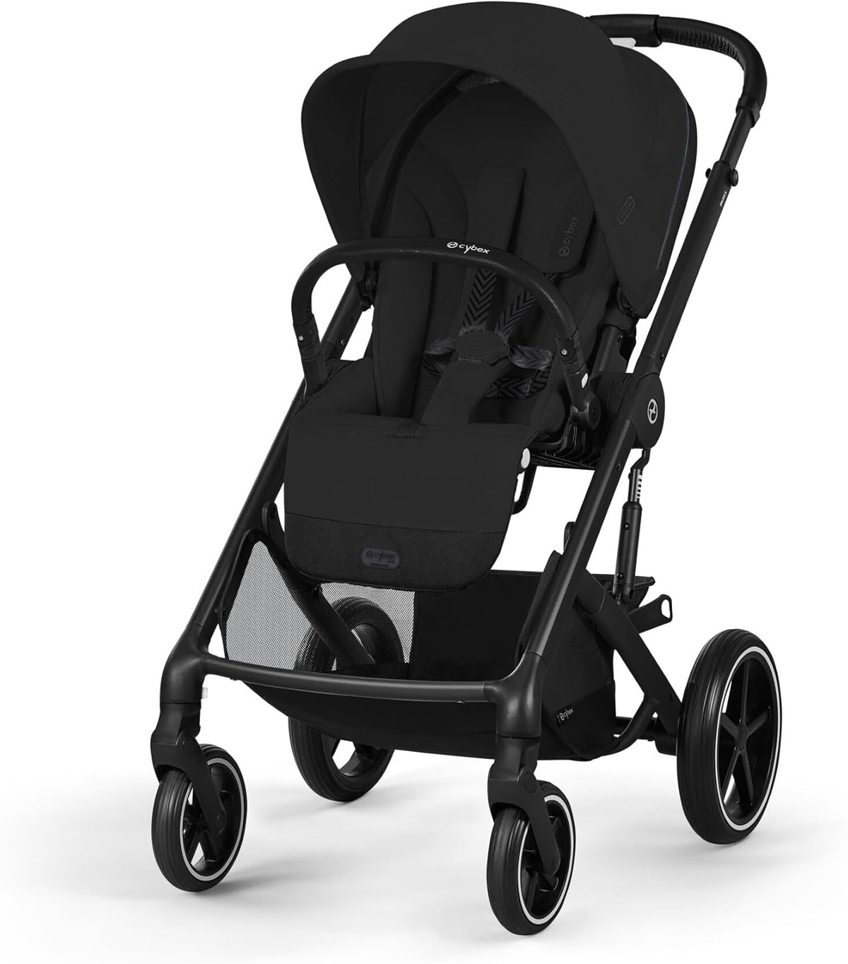 CYBEX Gold Balios S Lux silla de paseo - Desde nacimiento hasta 4 años y 22 kg - Arnés ajustable con una mano y reclinación ergonómica - Moon Black plegable