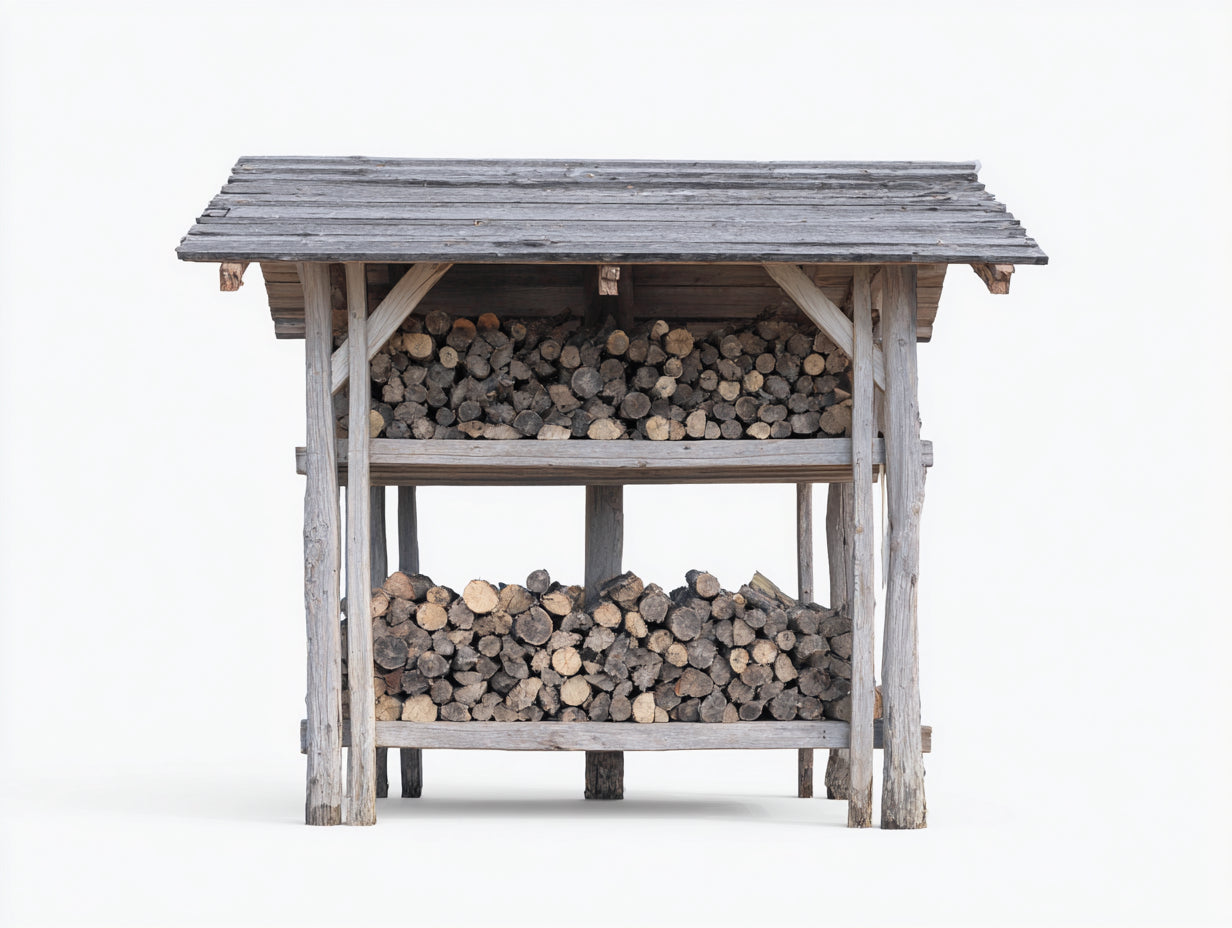 Leñero de jardín madera 150x45x145 cm - gris-marrón - diseño cubierto de dos niveles