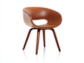 Sillas de comedor tapizadas en cuero sintético y madera 58x56x76 cm - Marrón - Diseño curvo moderno