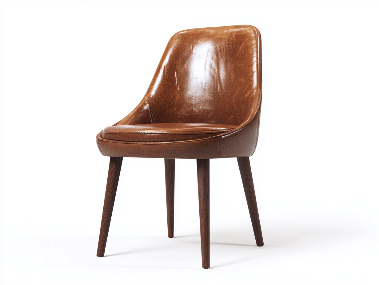 Sillas de comedor tapizadas en cuero sintético y madera maciza 52x58x82 cm - Marrón oscuro - Estilo vintage moderno
