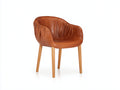Sillas de comedor de piel y madera 58x56x78 cm - marrón y madera natural - diseño moderno con reposabrazos