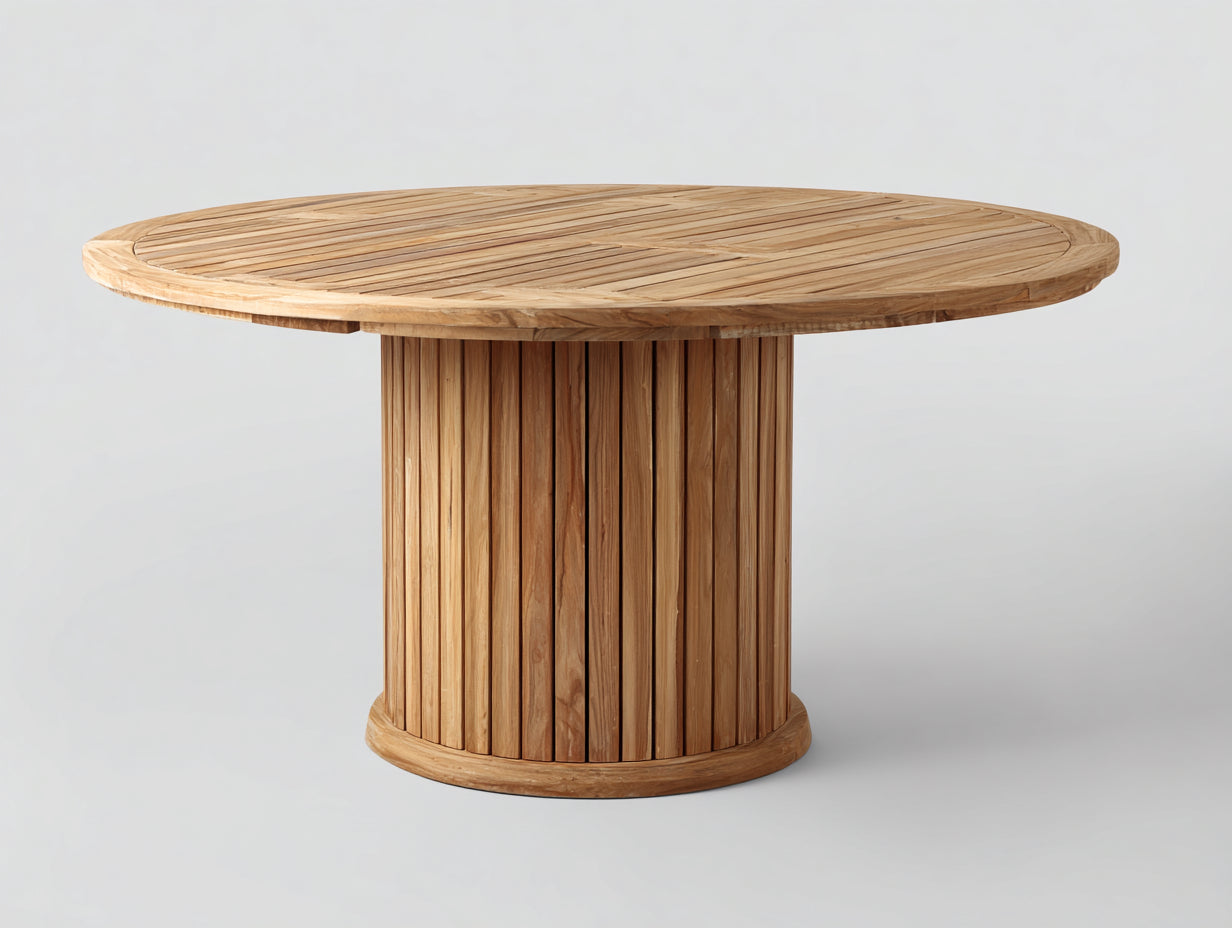 Mesas de jardín 140x140x76 cm - madera marrón natural para exterior - estilo moderno redondo