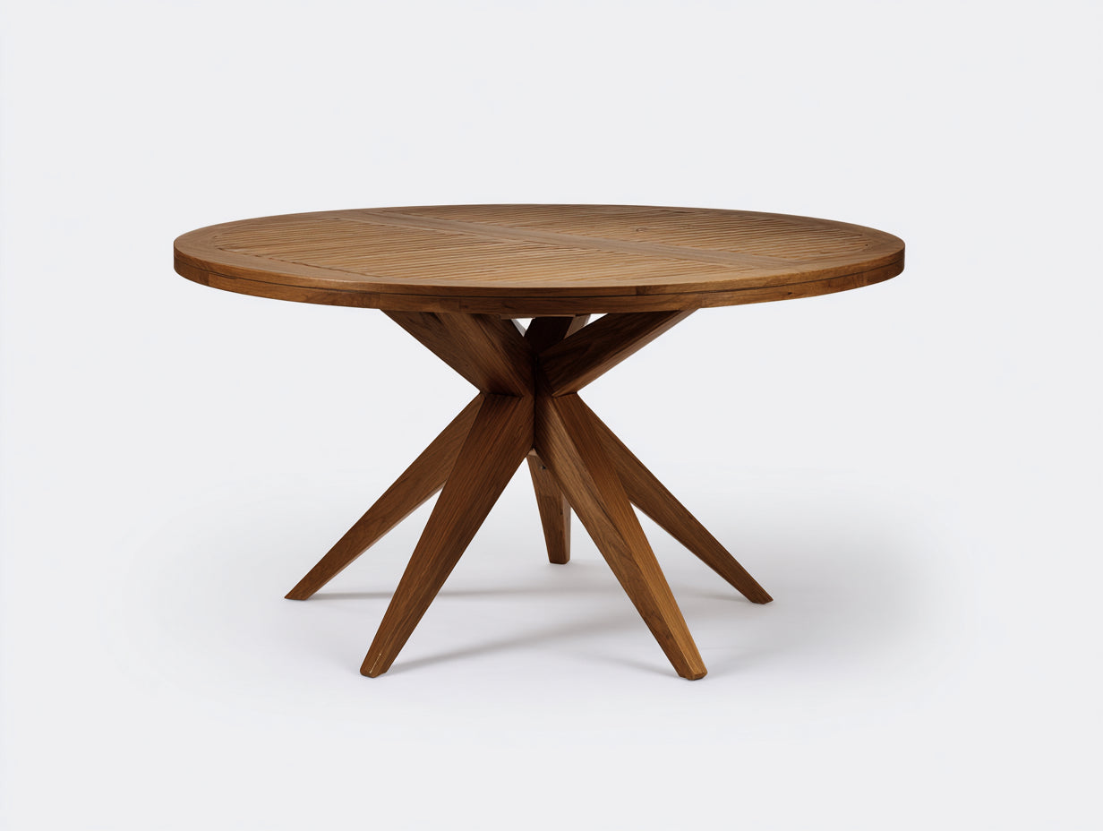 Mesas de jardín de madera 120x120x75 cm - madera natural - diseño redondo para exterior