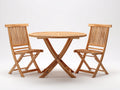Conjunto de muebles de jardín madera 80x80x75 cm - marrón - mesa redonda con sillas plegables